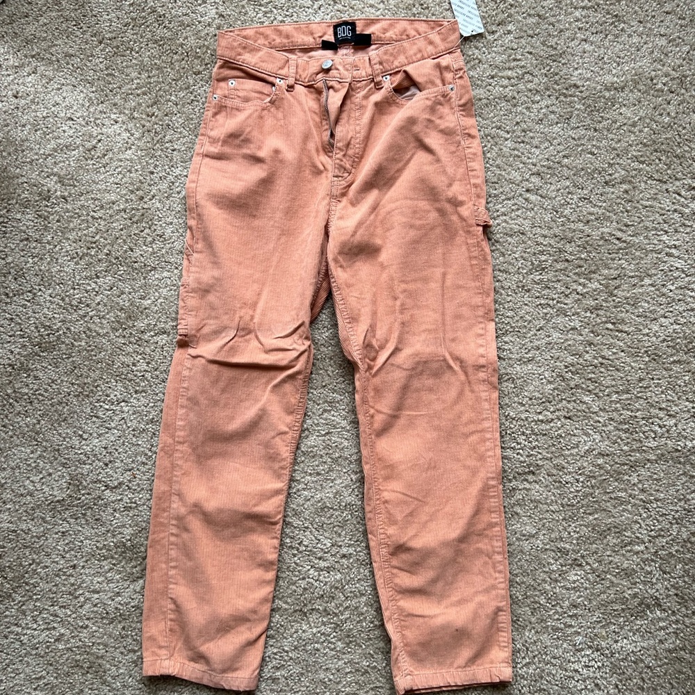Coral Corduroy Urban Outfitters Slim Straight Pants